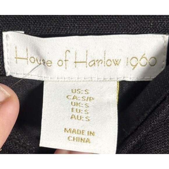 NWT House Of Harlow Sz S Black Midi Dress Linen Blend Sweetheart Bustier Bodice - Picture 5 of 16